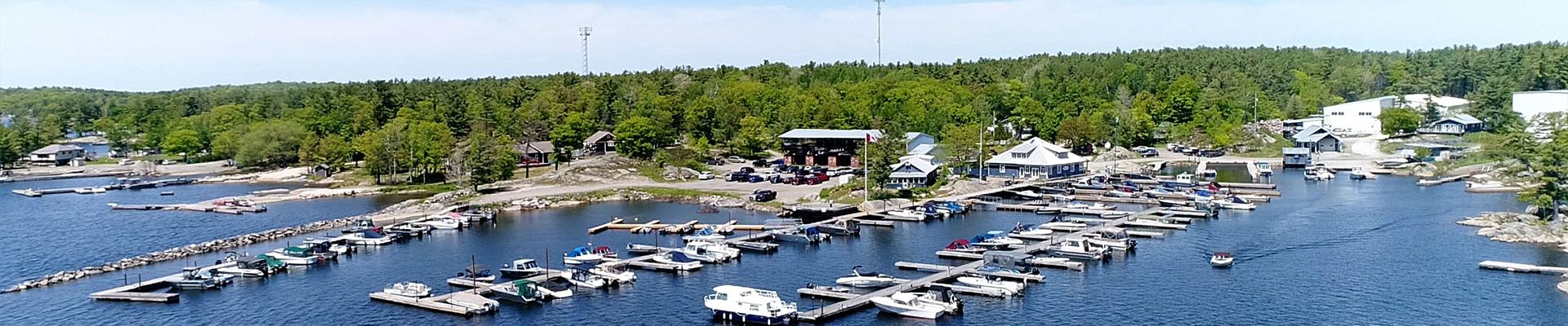Exterior aerial view of Moon River Marina