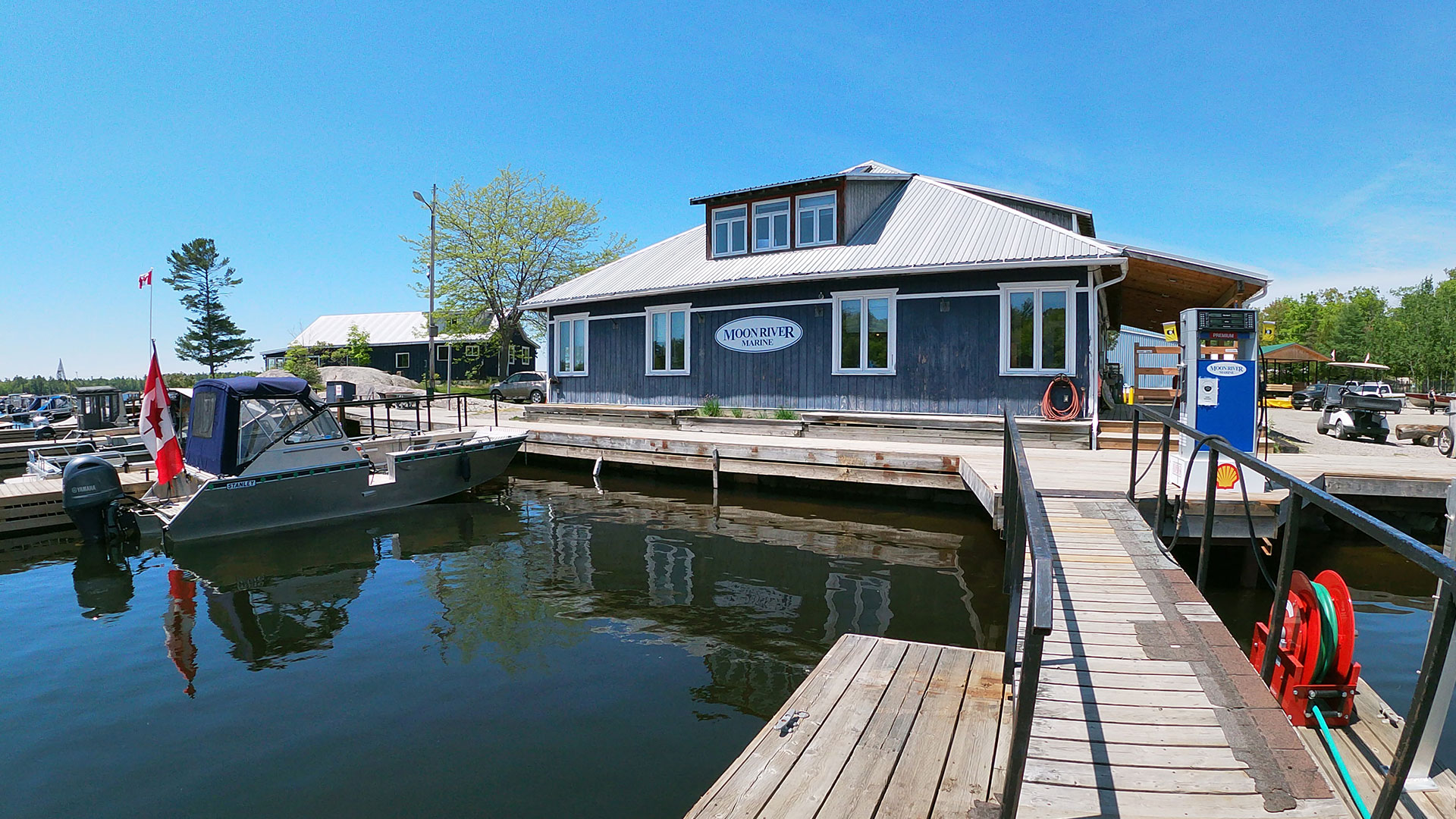 Fuel Dock at Moon River Marine on Woods Bay Near Mactier